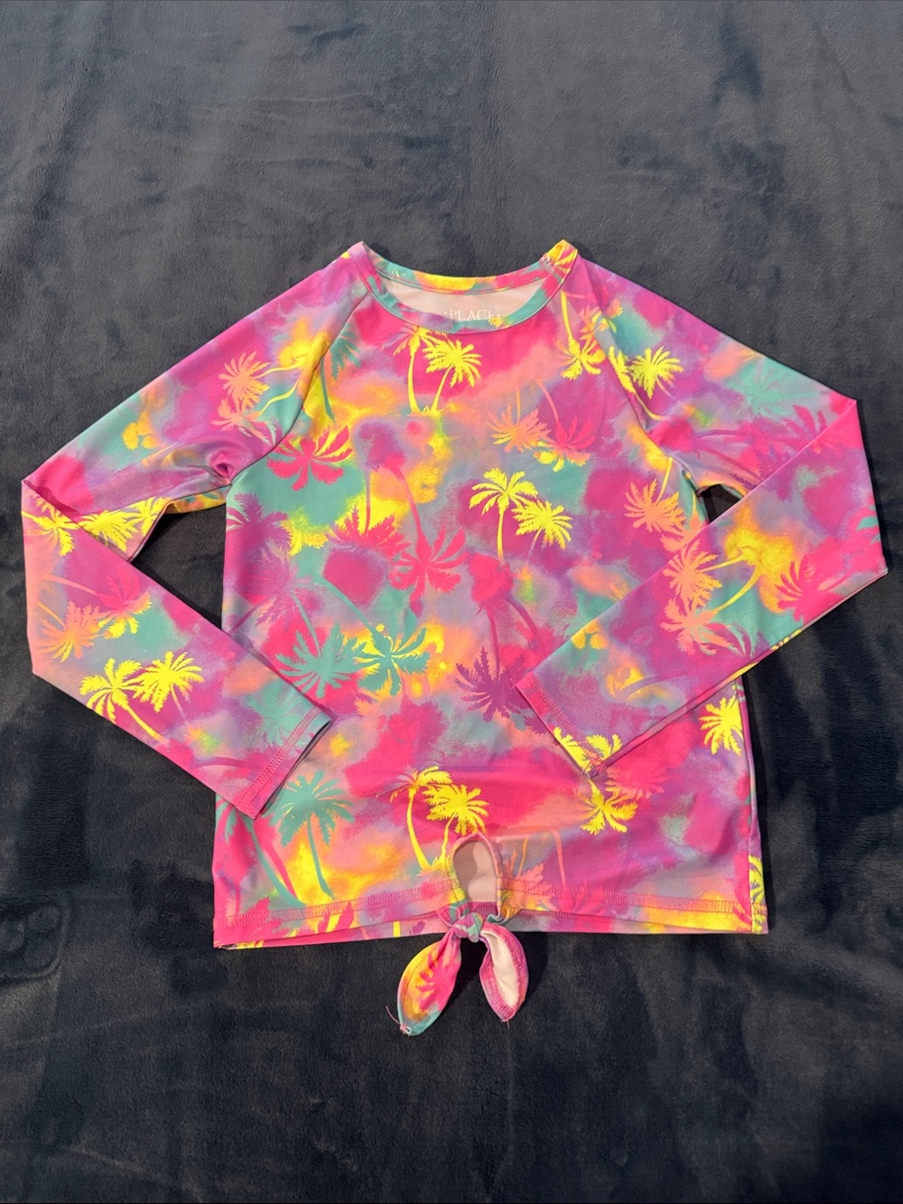 The Children's Place Pink Multi Tropical Palm Print Rashguard